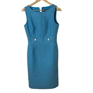 Chelsea Rose Womens Sheath Sleeveless Dress Size 2 Blue White Office Retro Class